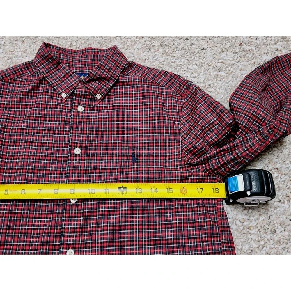 Ralph Lauren Kids Tartan Red Plaid Button Down Shirt Long Sleeve L 14-16
